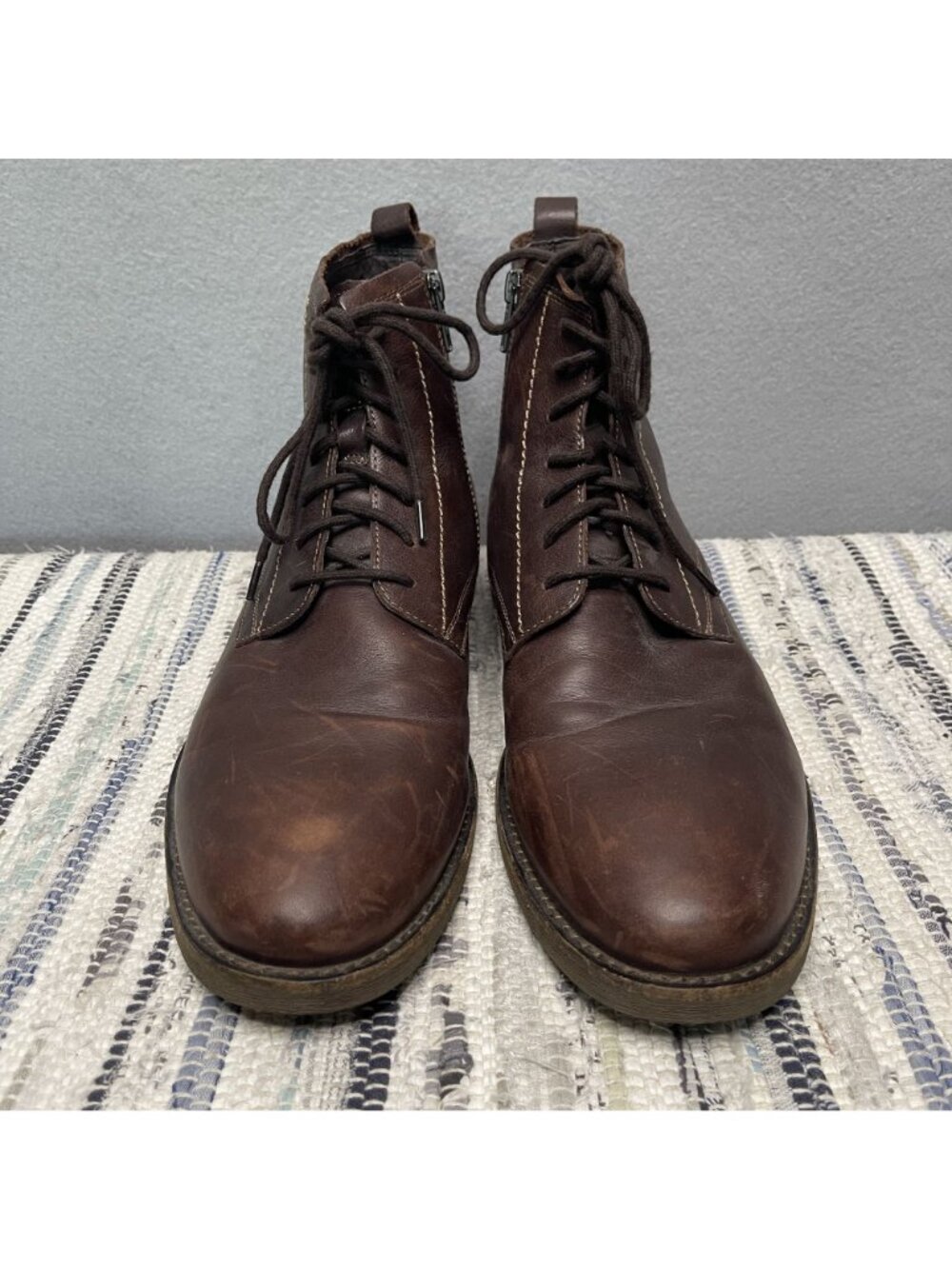 Warfield And Grand Stilwell Mens Brown Leather Boots 9.5 Side Zipper - Picture 3 of 10